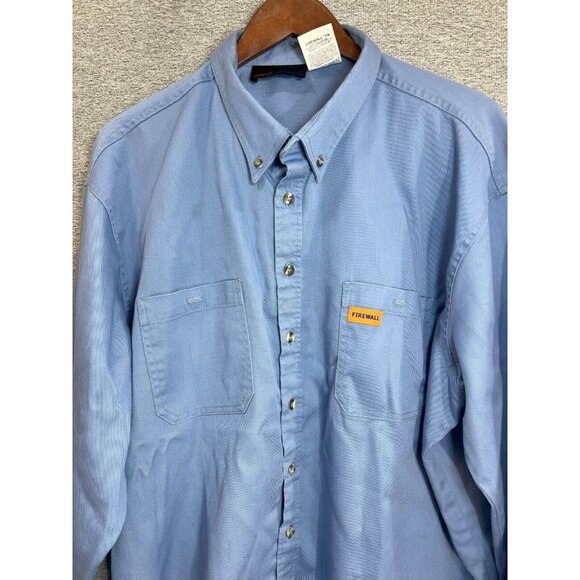 Marv Holland Button Down Shirt Men Size 3XLR Blue Long Sleeve Firewall Workwear - Picture 3 of 11